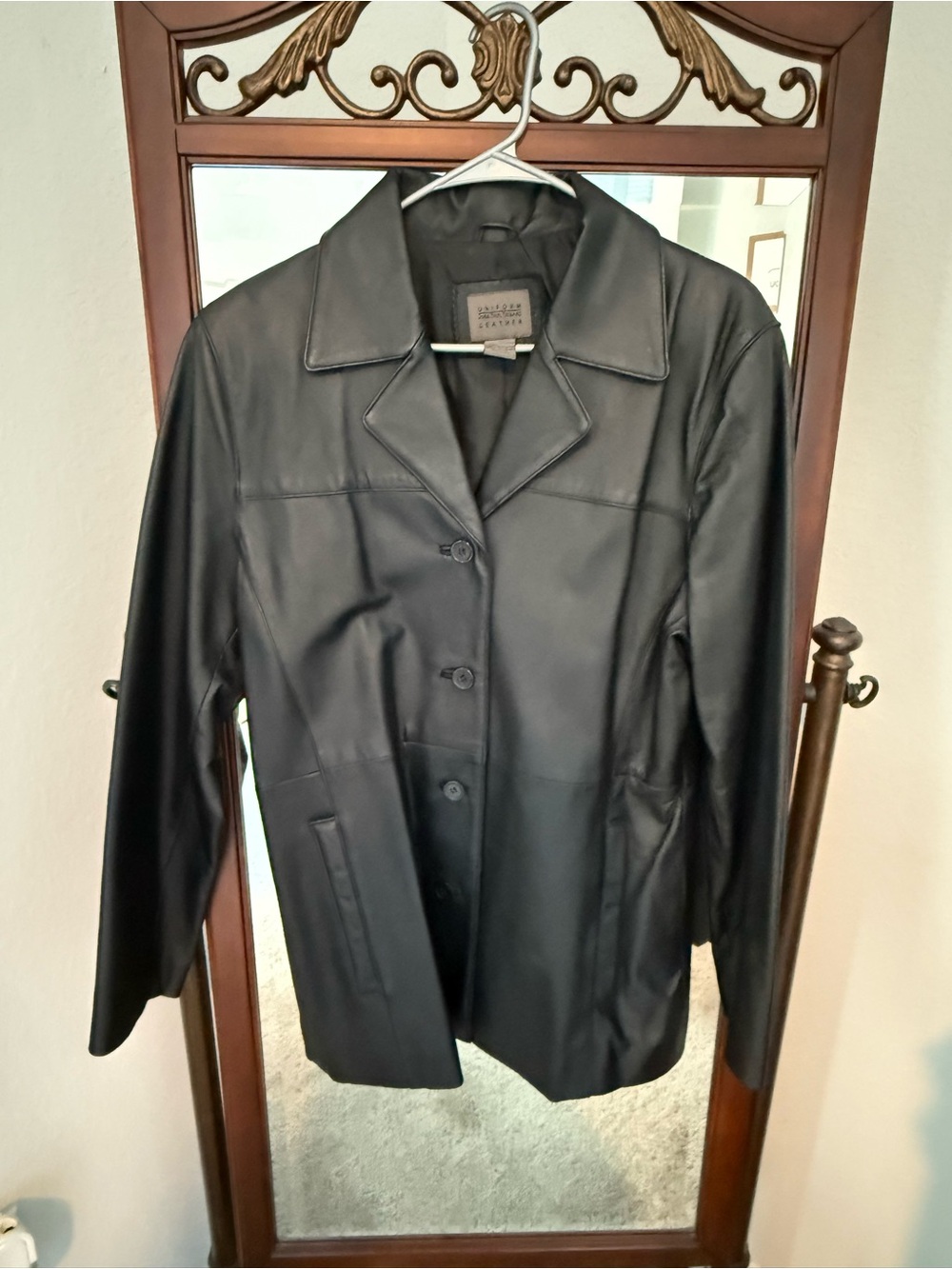 JohnPaulRichard Black Leather Button-Front Jacket